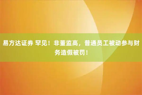 易方达证券 罕见！非董监高，普通员工被动参与财务造假被罚！