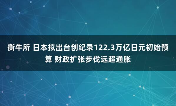 衡牛所 日本拟出台创纪录122.3万亿日元初始预算 财政扩张步伐远超通胀